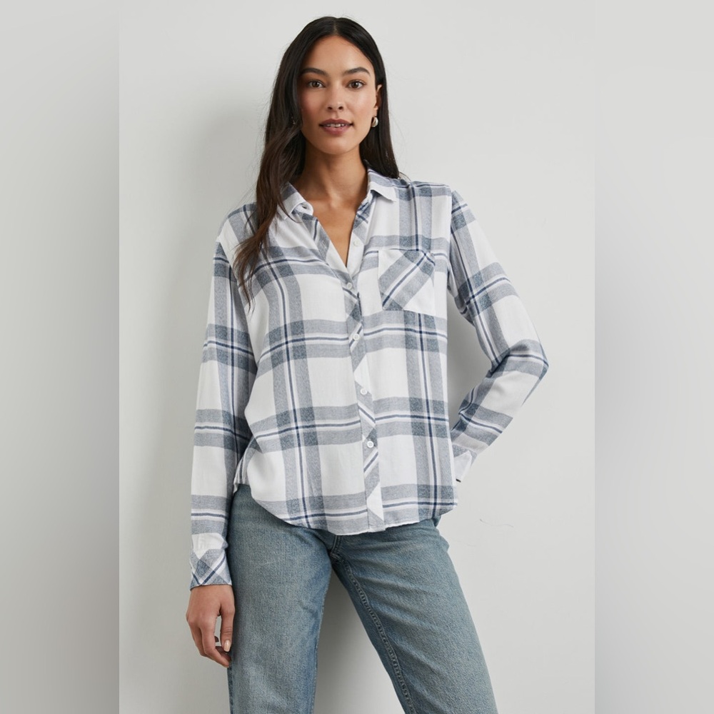 NWOT RAILS Hunter Shirt White Indigo Melange Size XXS $178